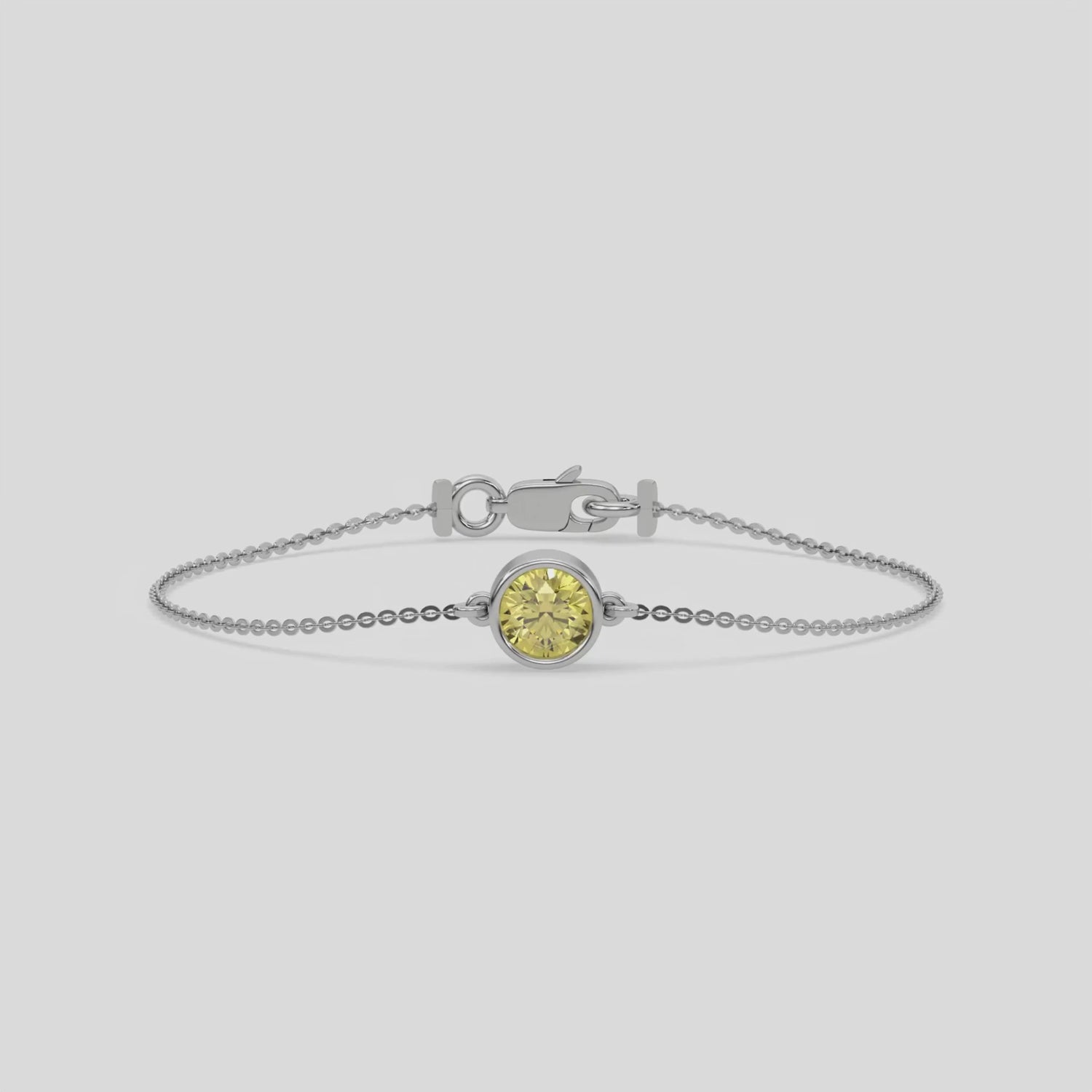 14K Yellow Gold 1 CT Fancy Yellow Round Solitaire Diamond Bracelet 
