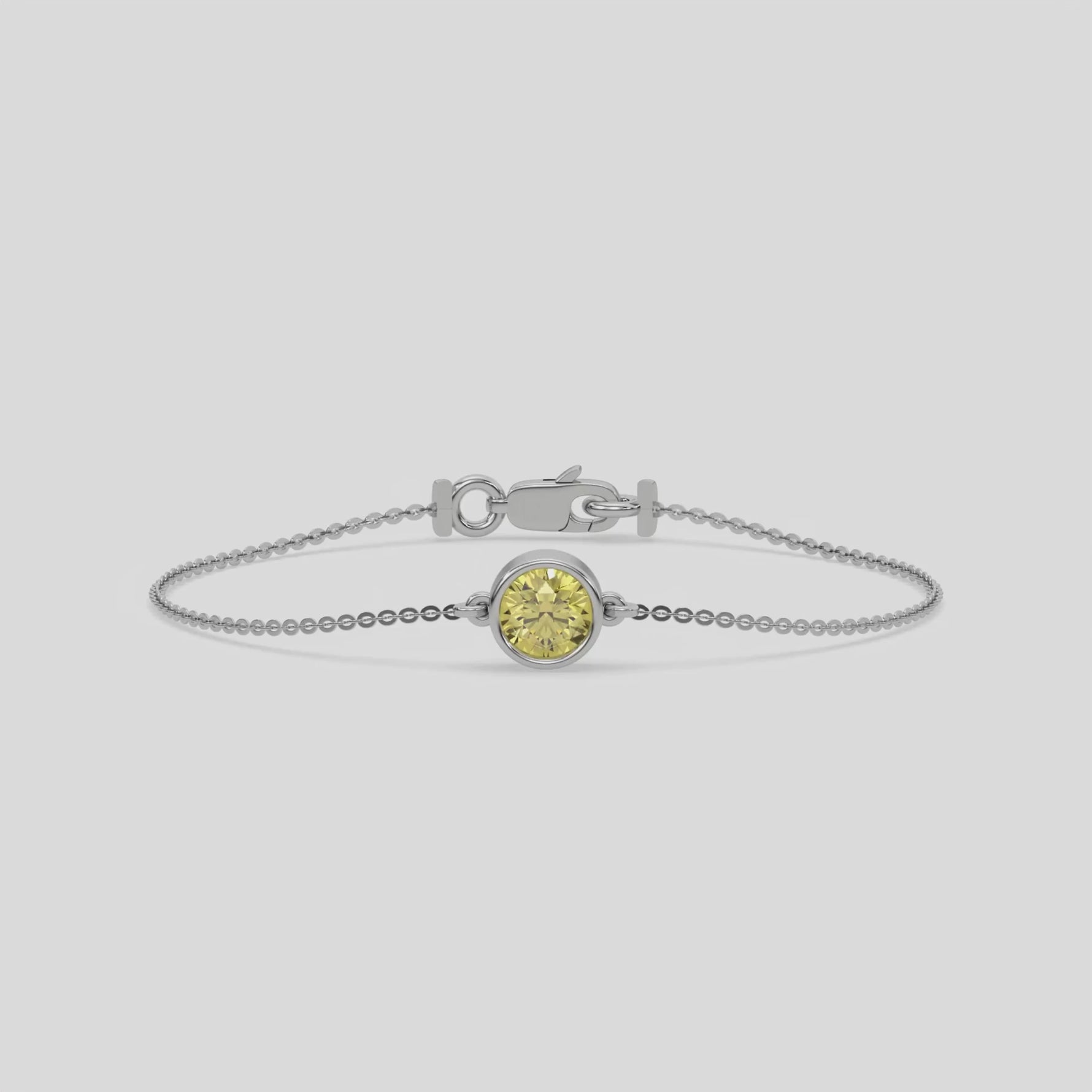 14K Yellow Gold 1 CT Fancy Yellow Round Solitaire Diamond Bracelet 