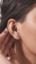 Princess Cut Solitaire Earring 