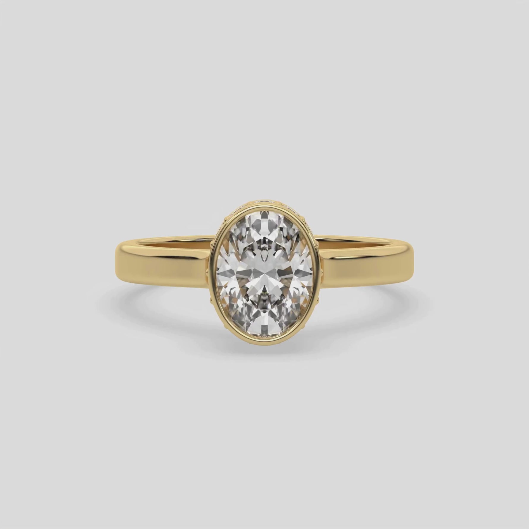 14K Yellow Gold 2 CT Oval Diamond Engagement Ring
