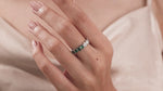 14K White Gold Oval Diamond Emerald Gemstone Bezel Set Full Eternity Ring