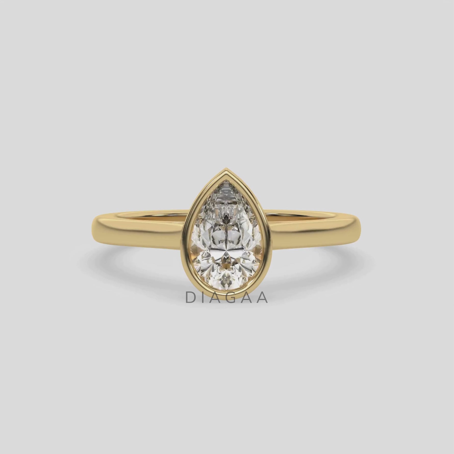 18K Yellow Gold 2 CT Pear Diamond Engagement Ring