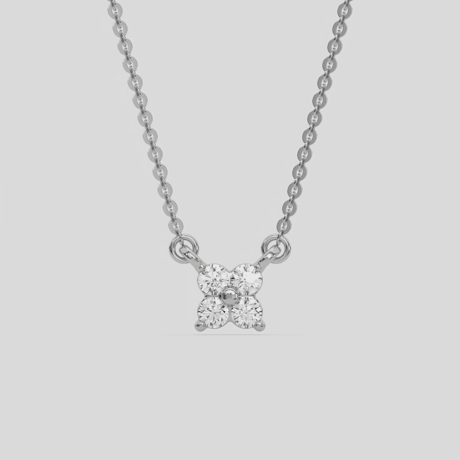  Round Diamond Necklace made with four round brilliant-cut diamonds, securely set in shared prong setting