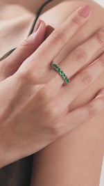 18K White Gold Full Emerald Half Eternity Ring