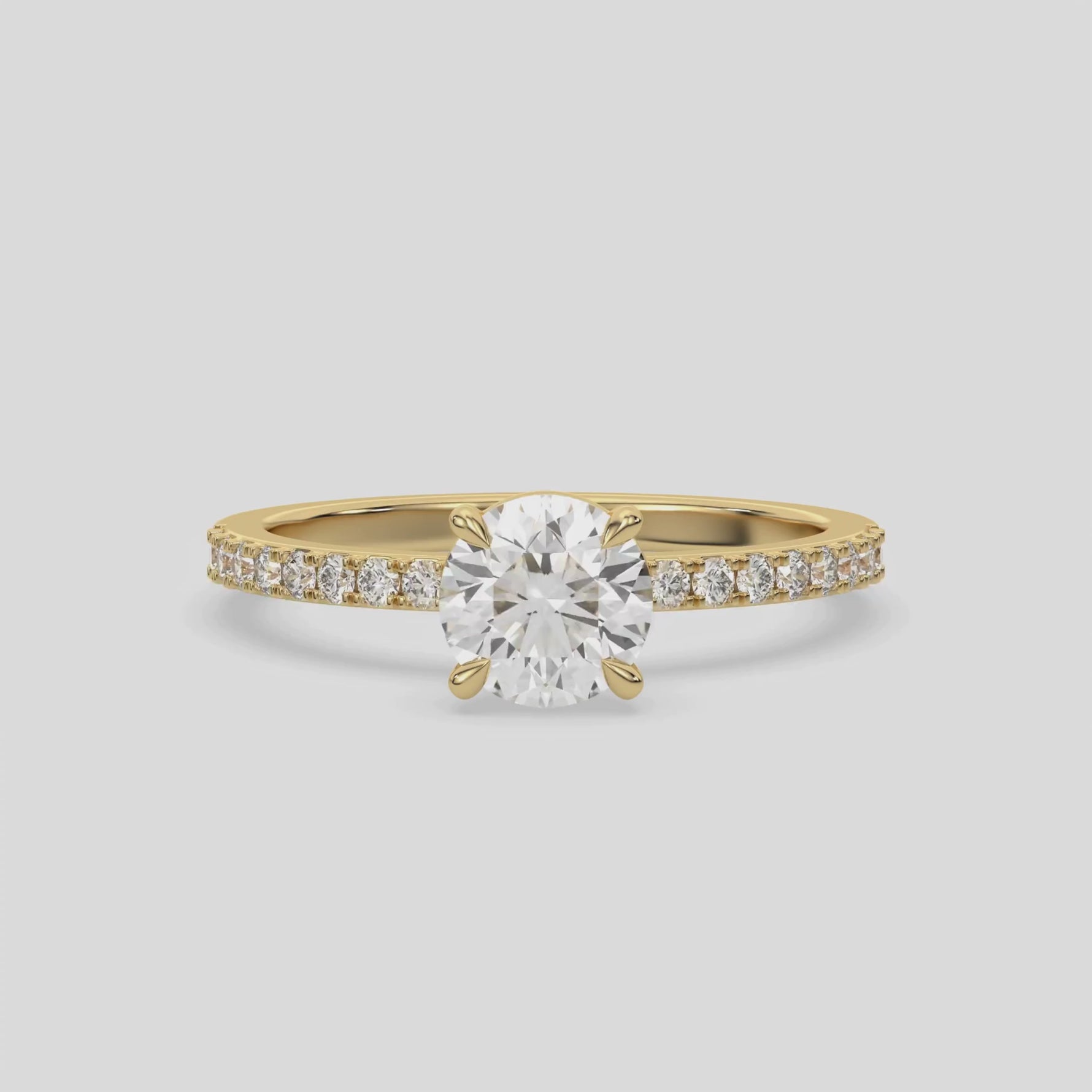 14K Yellow Gold 1 CT Round Solitaire Diamond Engagement Ring