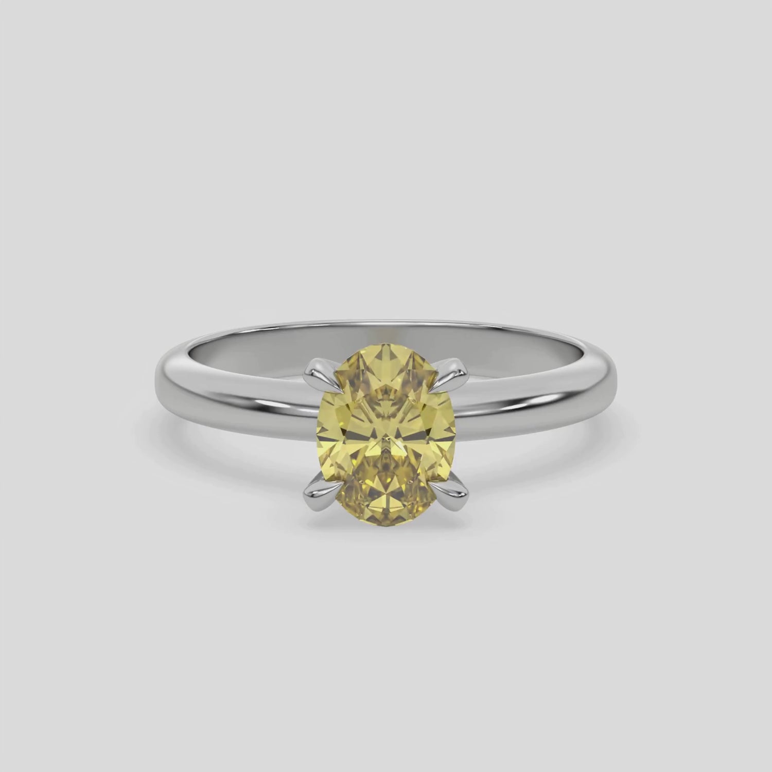 Yellow Diamond Ring, Oval Diamond Ring, Solitaire Diamond Ring, Gold  Engagement Ring, White Gold Ring, Oval Wedding Ring, Gift For Her