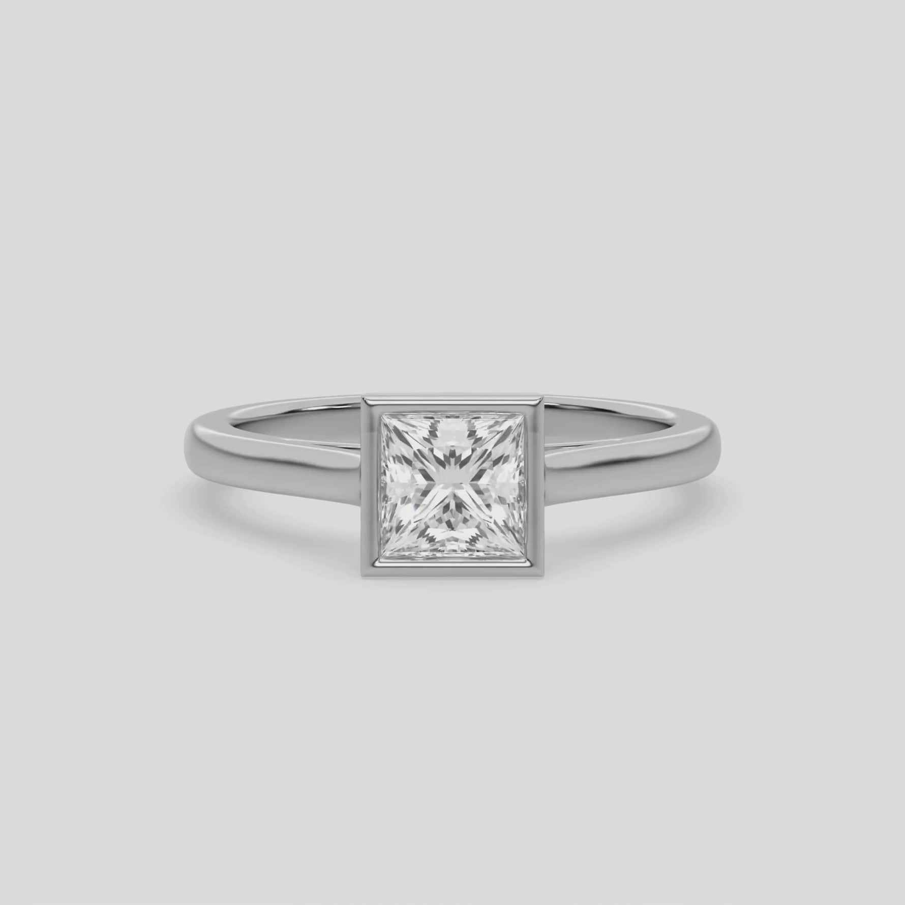 18K White Gold Princess Diamond Engagement Ring