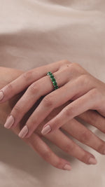 14K White Gold Emerald Gemstone Ring