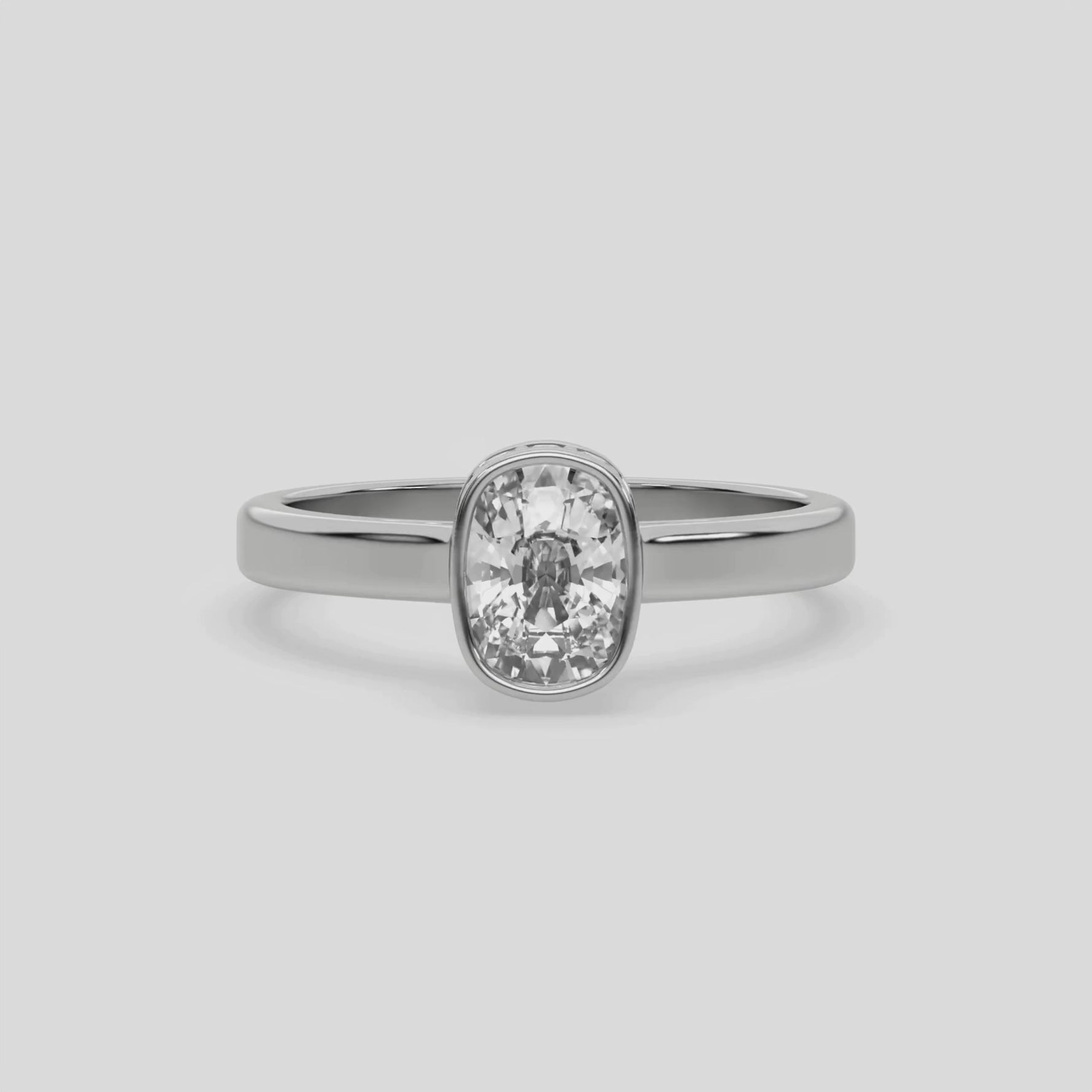 18K White Gold Cushion Diamond Engagement Ring