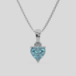  Fancy Blue Heart Solitaire Diamond Necklace made with a fancy Blue heart cut diamond in a four prong setting with adjustable chain 