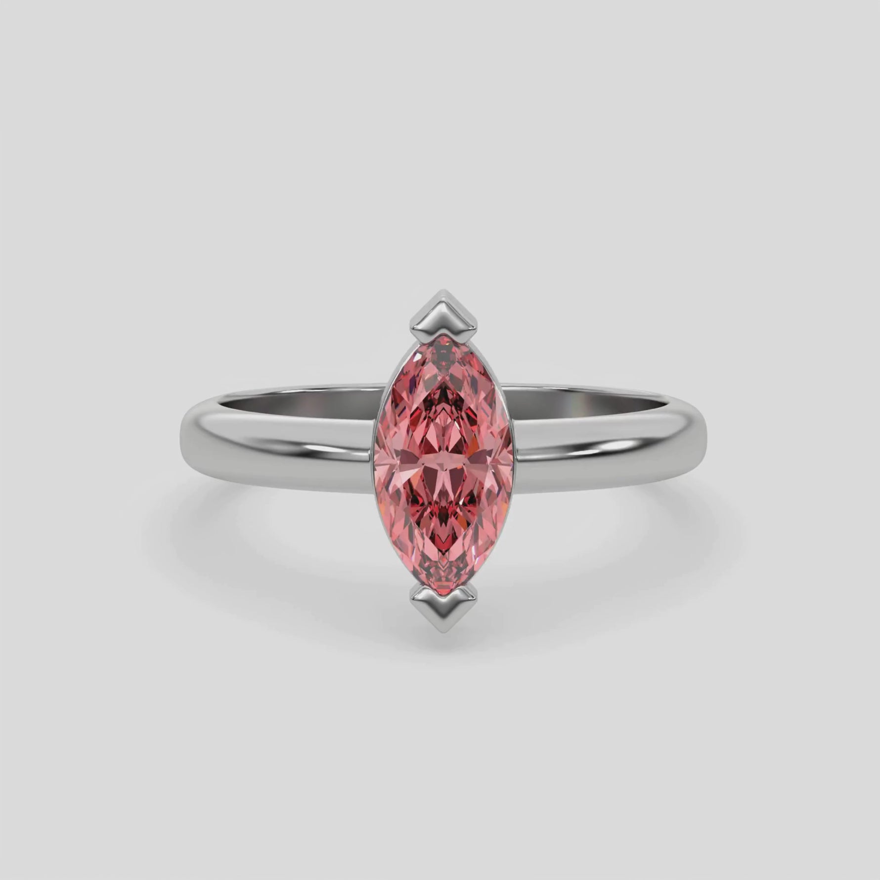 18K White Gold Fancy Pink Diamond Marquise Solitaire Ring
