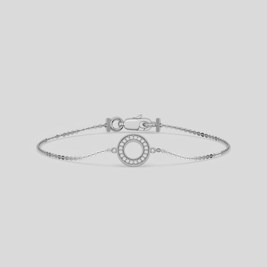 Circle Diamond Bracelet made with round brilliant-cut diamond securely set in pave setting