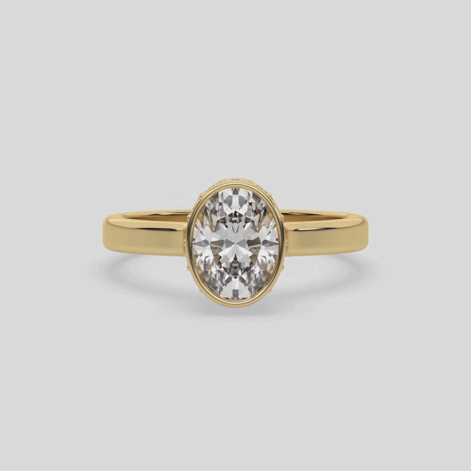 1 CT Lab Diamond Oval Cut Hidden Halo Bezel Ring