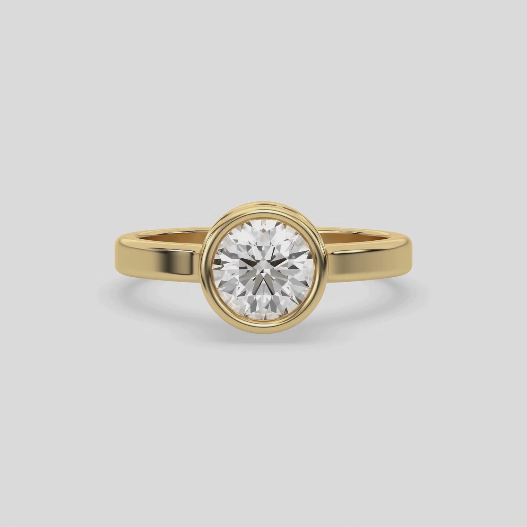 18K Yellow Gold Round Diamond Solitaire Engagement Ring