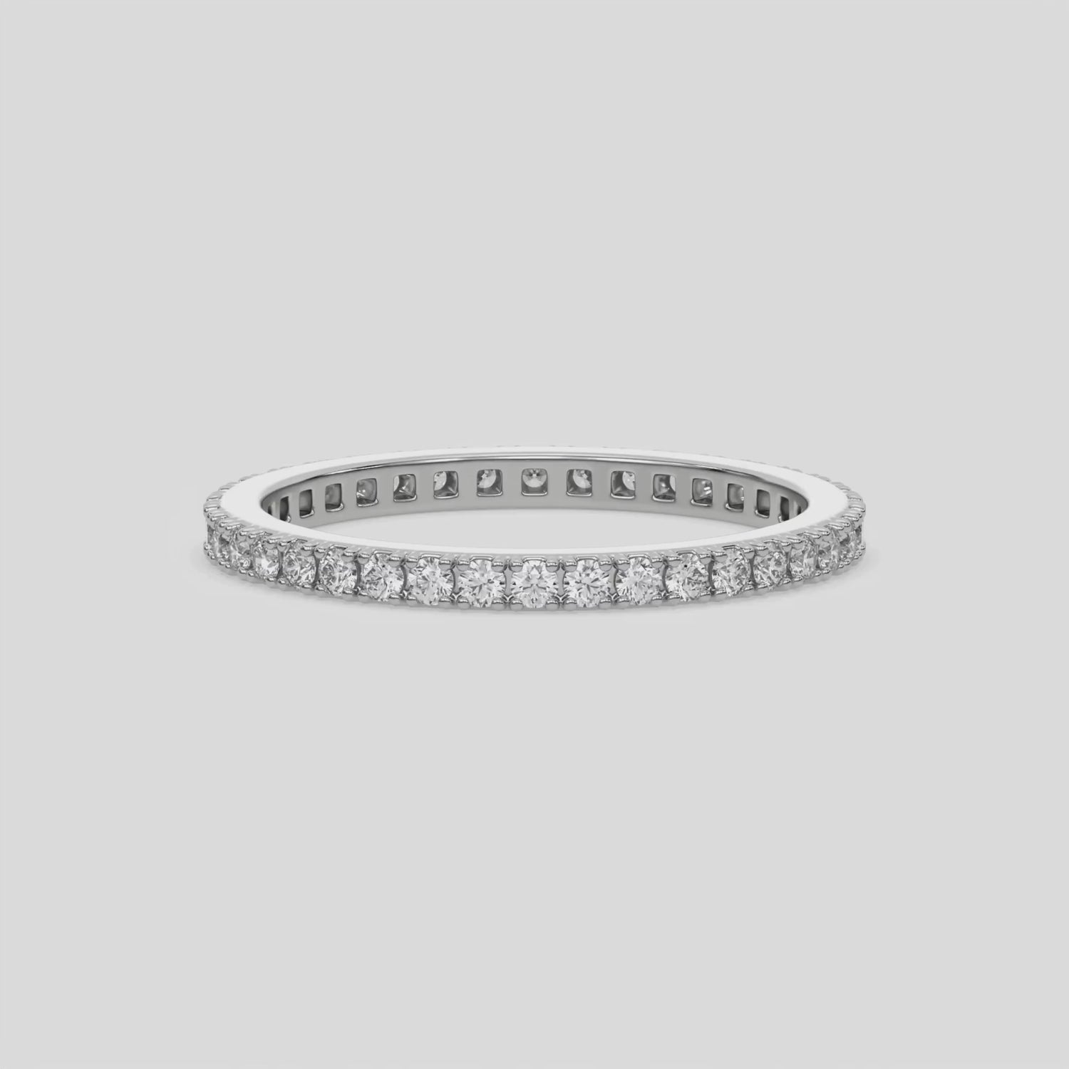 This video features a white gold Full Eternity Diamond Band made with brilliant cut round diamonds and set in a beautiful pave setting