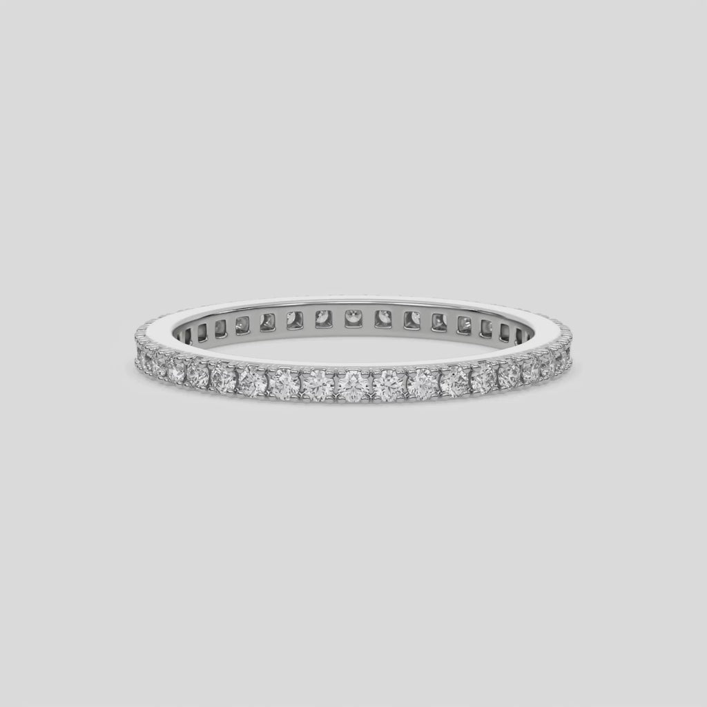 This video features a white gold Full Eternity Diamond Band made with brilliant cut round diamonds and set in a beautiful pave setting