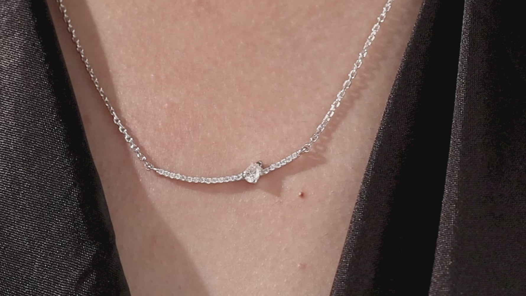 Round and Pear Diamond Curve Necklace 