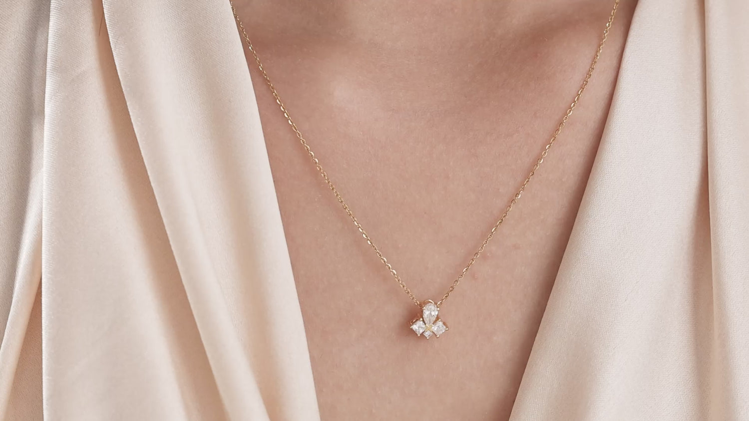 Pear Diamond Cluster Necklace 