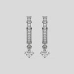 This video features a white gold Dangling Round Diamond Hoop Earrings handmade with round brilliant-cut diamonds in pave setting