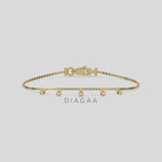 14K Yellow Gold Dangling Round Cut Diamond Bracelet