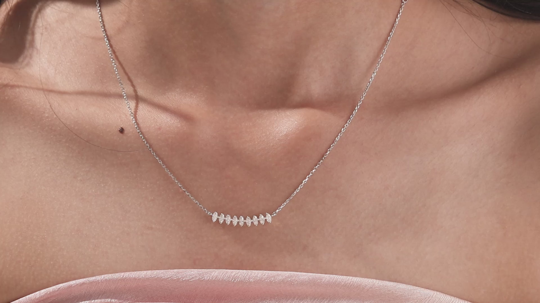 Marquis Cut Diamond Bar Necklace