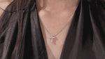 14K White Gold Round Cut Diamond Cross Pendant