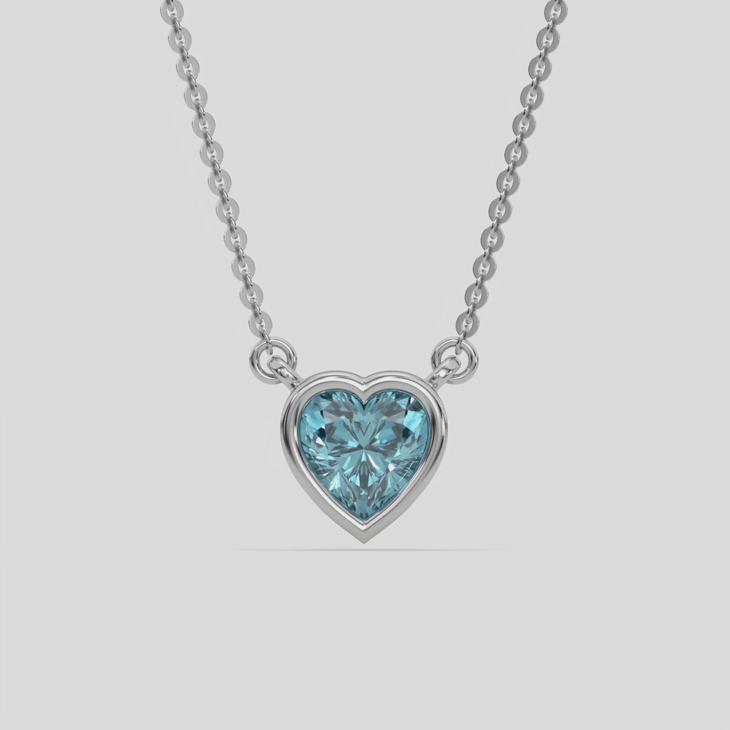 3 CT Fancy Blue Diamond Heart Bezel Solitaire Necklace