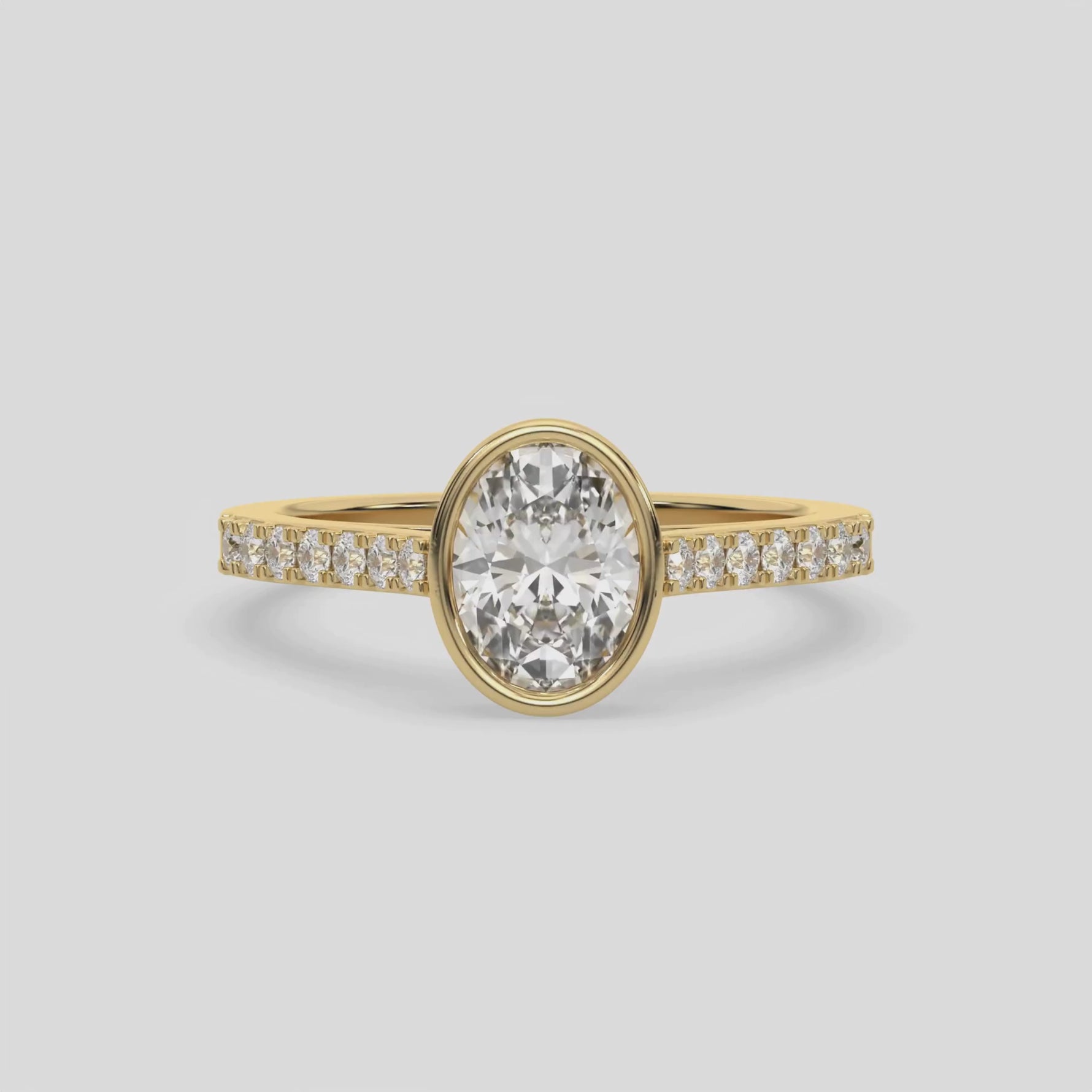 14K Yellow Gold 2 CT Oval Diamond Engagement Ring