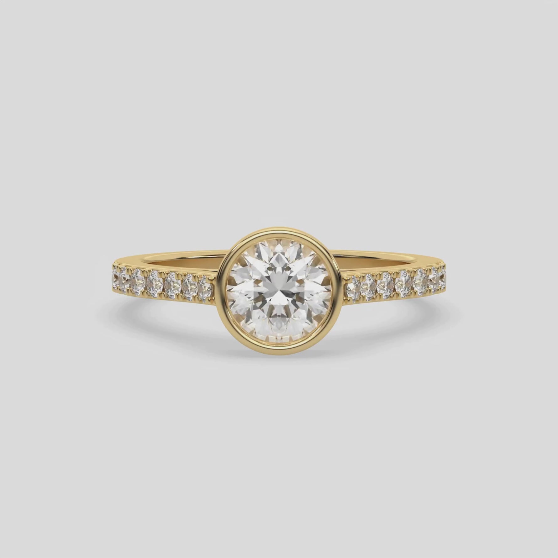 18K Yellow Gold Round Diamond Engagement Ring
