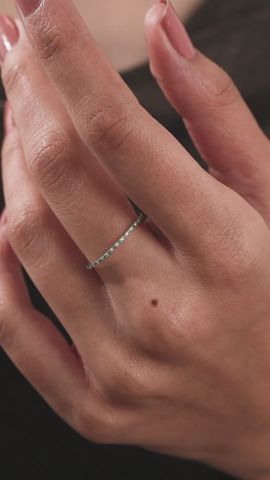 Round Emerald Gold Gemstone Eternity Ring 