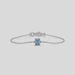 Fancy Blue Solitaire Emerald Diamond Bracelet made with fancy Blue emerald brilliant-cut diamond, securely set in prong setting