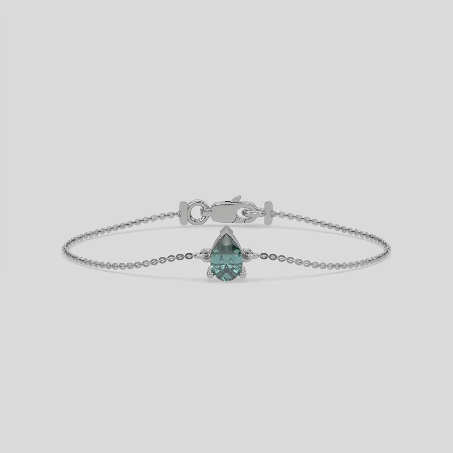 14K Gold 2 CT Fancy Green Pear Solitaire Diamond Bracelet 