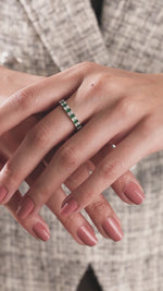 14K White Gold Emerald Diamond And Gemstone Full Eternity Ring