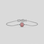 14K White Gold Fancy Pink Oval Solitaire Diamond Bracelet