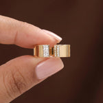 10K yellow gold princess diamond open cuff wedding band