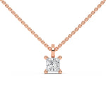 18K Rose Gold Four Prong Diamond Necklace