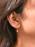 princess diamond Bezel set hoop earrings