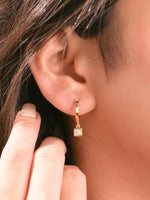 princess diamond  Bezel hoop earrings 