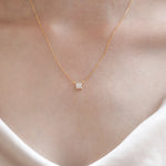 Round and Princess Cluster Necklace 