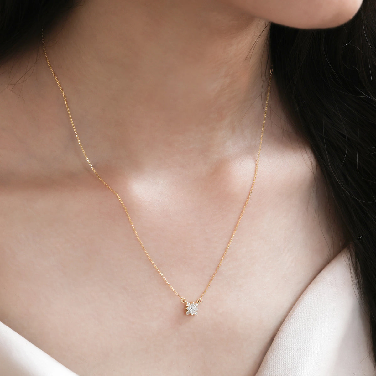 Princess Cut Cluster Necklace 