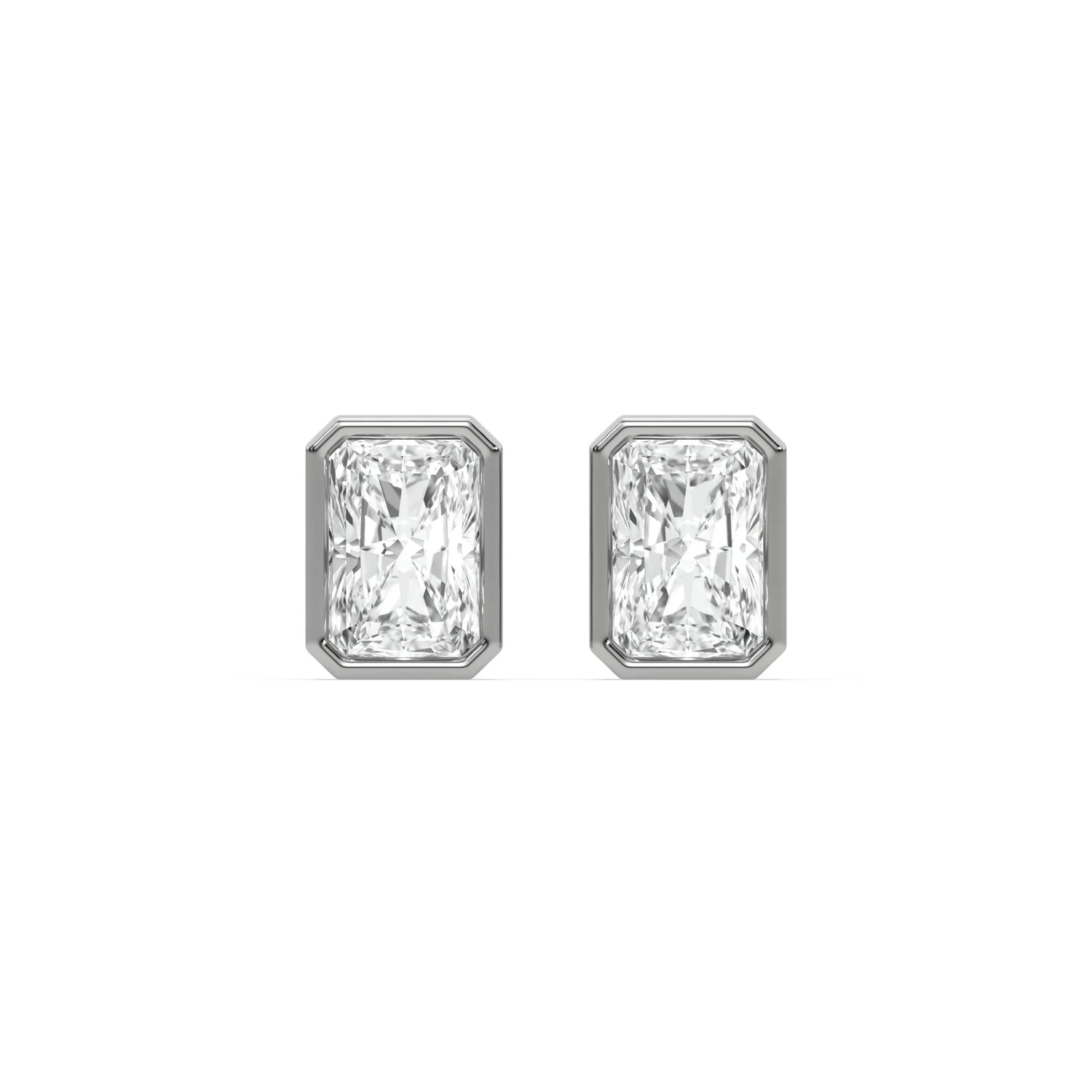 18k white gold natural radiant cut diamond set in bezel