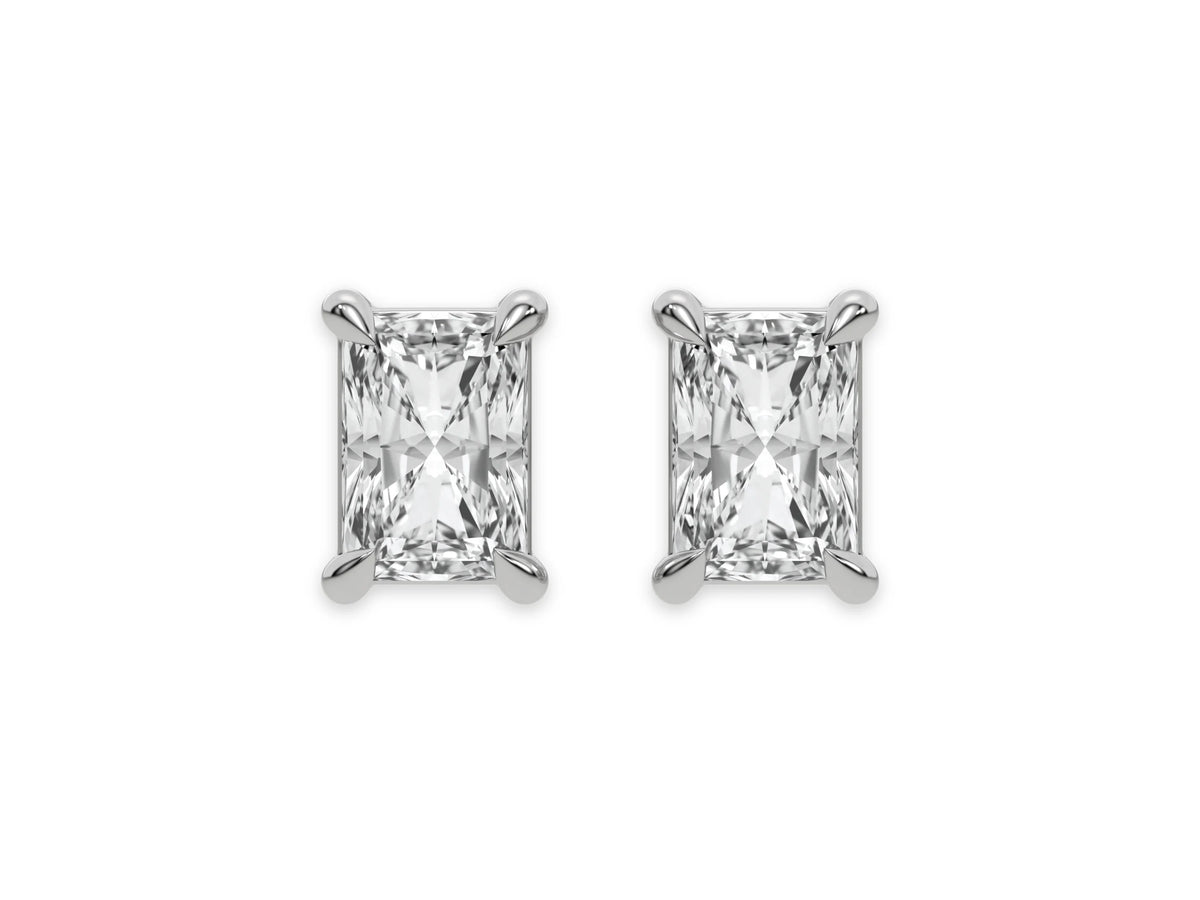 14K White Gold Radiant Diamond Sud Earrings
