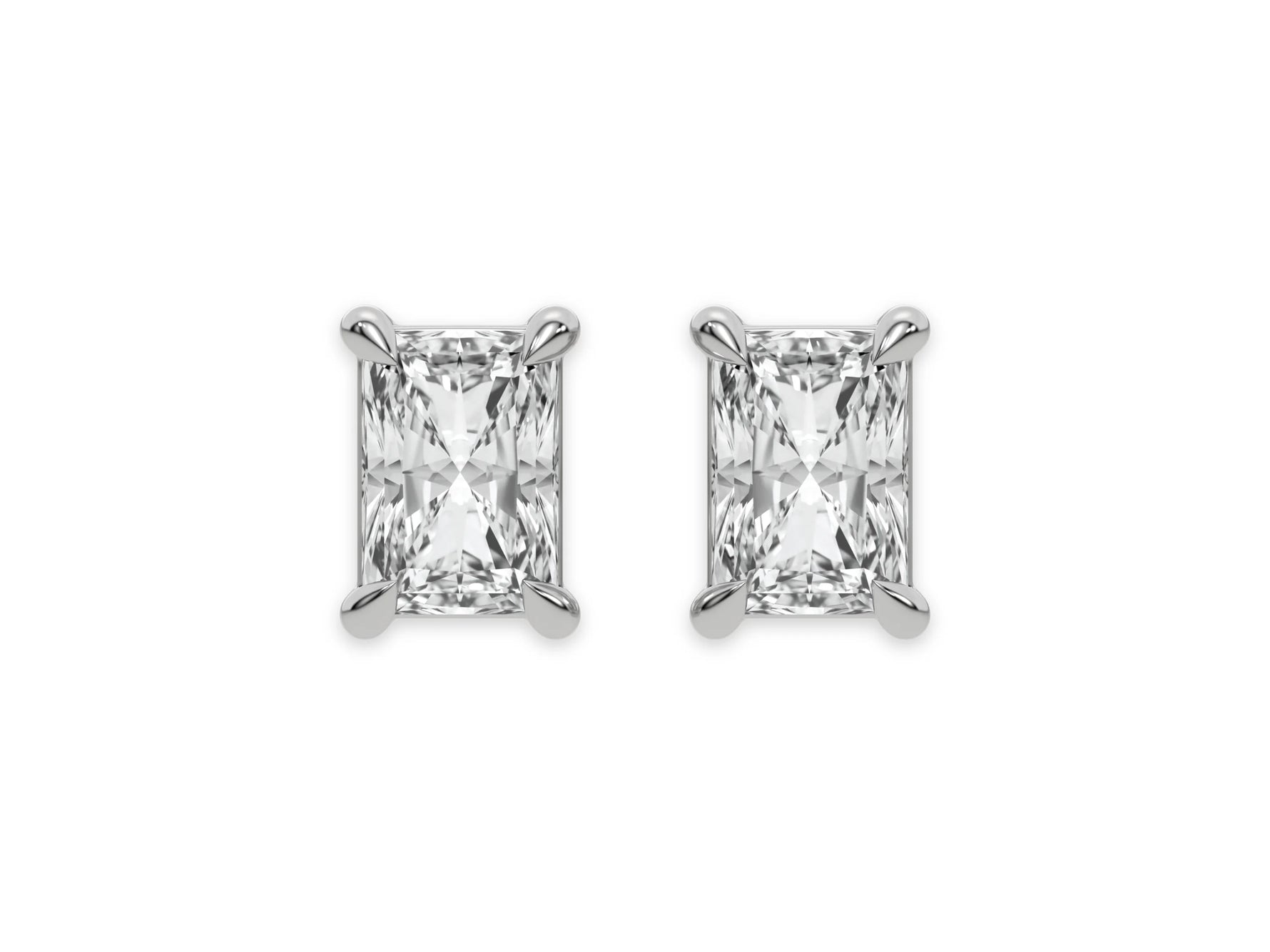 14K White Gold Radiant Diamond Sud Earrings