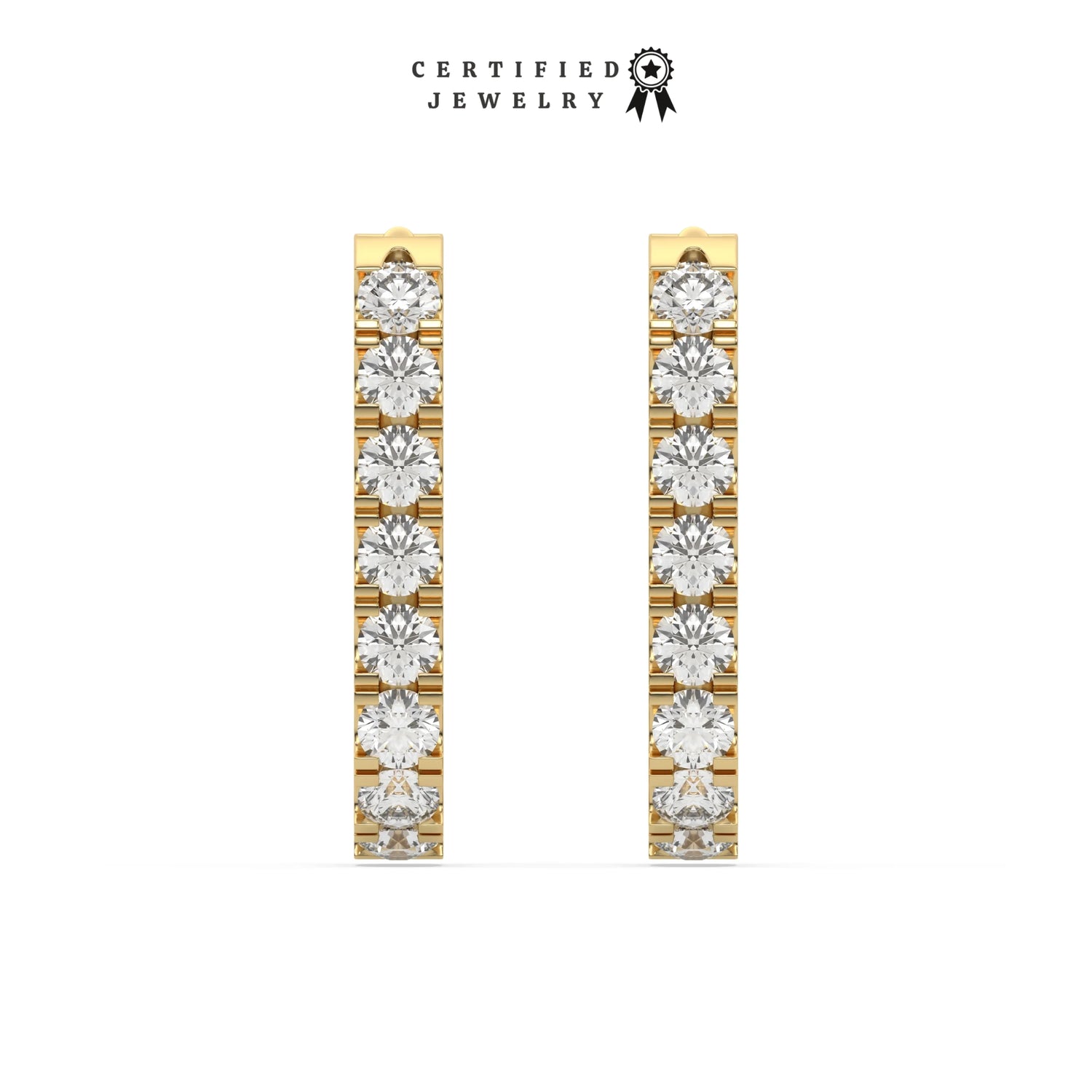 0.33 CT Lab Diamond Rectangle Hoop Earrings