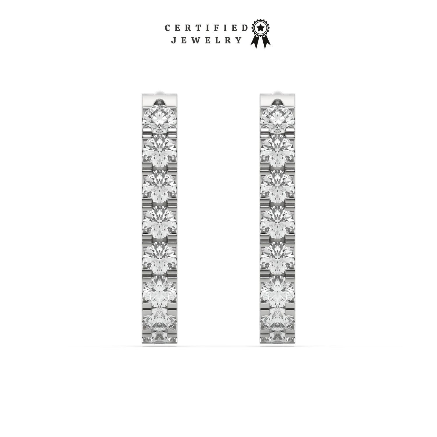 0.33 CT Natural Rectangle Diamond  Hoop Earrings