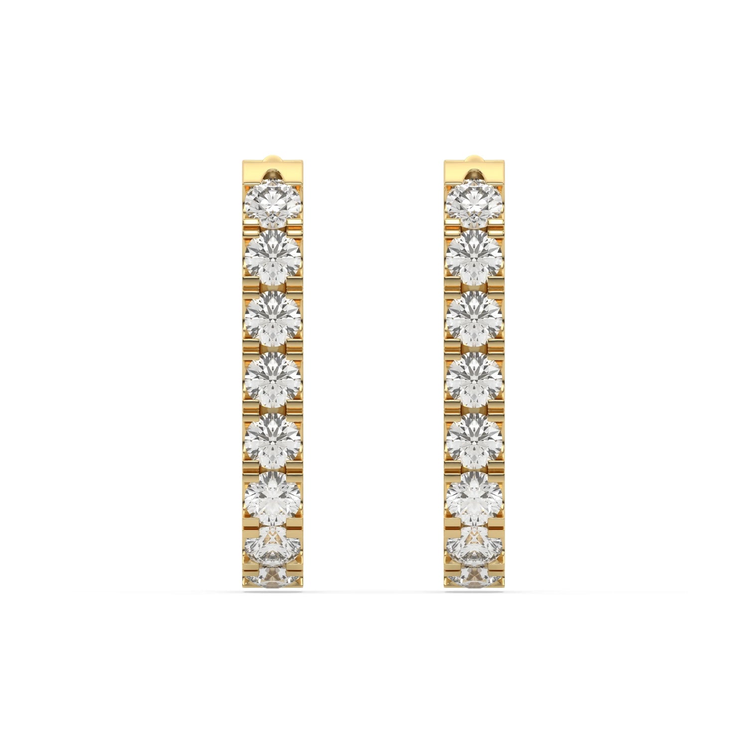 0.33 CT Natural Rectangle Diamond  Hoop Earrings