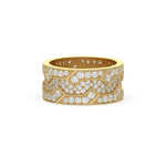 14K Yellow Gold Mens Round Diamond Cluster Eternity Ring