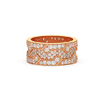 14K Rose Gold Mens Round Diamond Cluster Eternity Ring