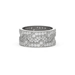 14K White Gold Mens Round Diamond Cluster Eternity Ring