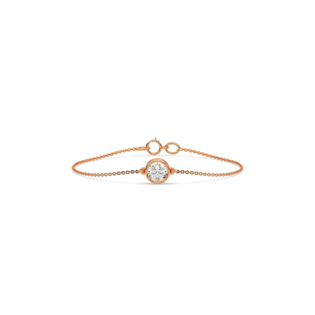 18K Rose Gold Round 3 CT Solitaire Diamond Bracelet 